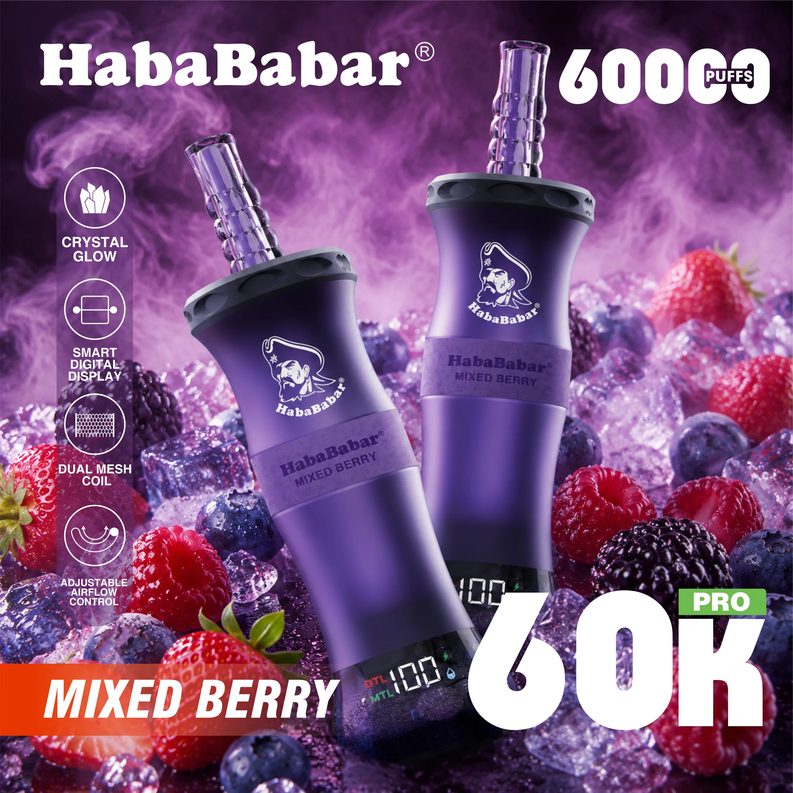 barry bucs Habababar 60K Puffs Shisha Mixed Berry